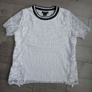Trouve White mesh lace shirt size xs
